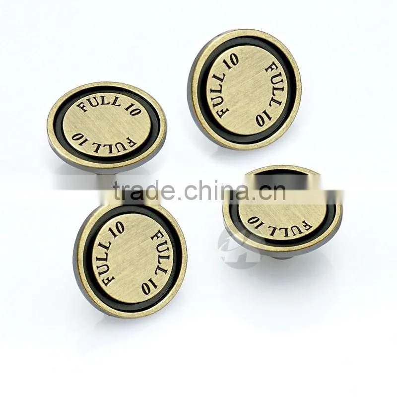 Brushed Antique Custom Metal Buttons For Garments Luxury