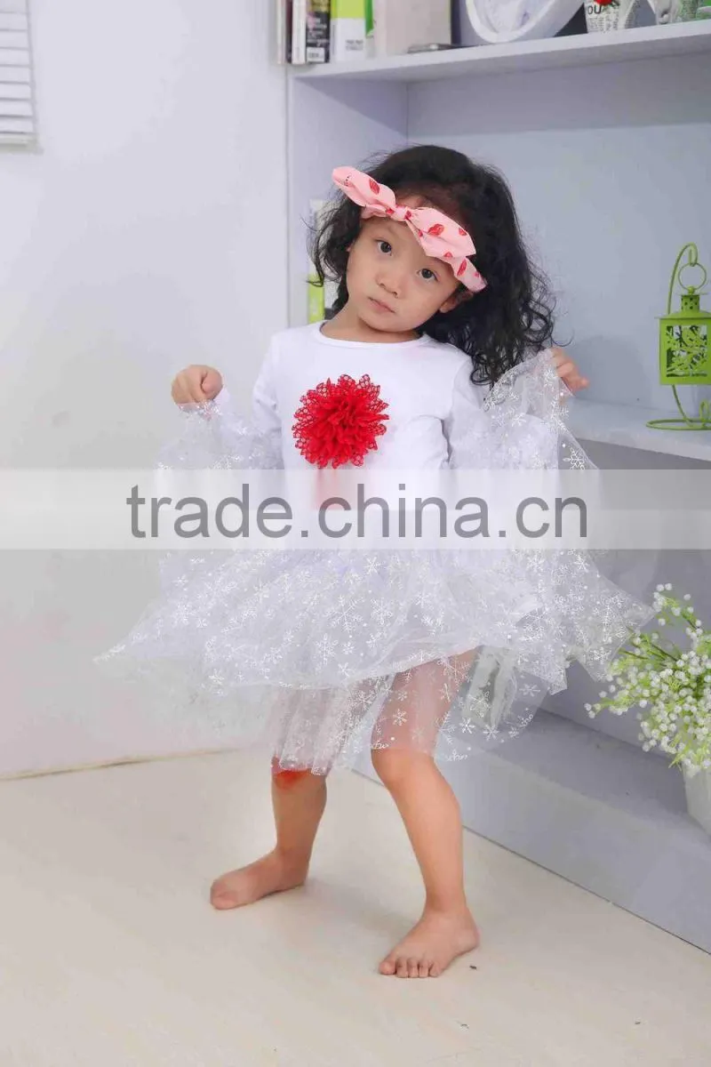 Cute white and red flower baby girl clothing ,autumn children outfit with tutu skirt