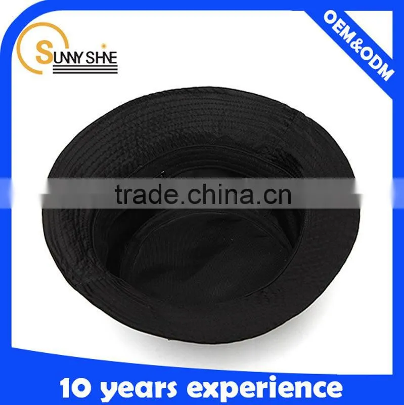 custom 100% cotton black plain blank high quality bucket hats