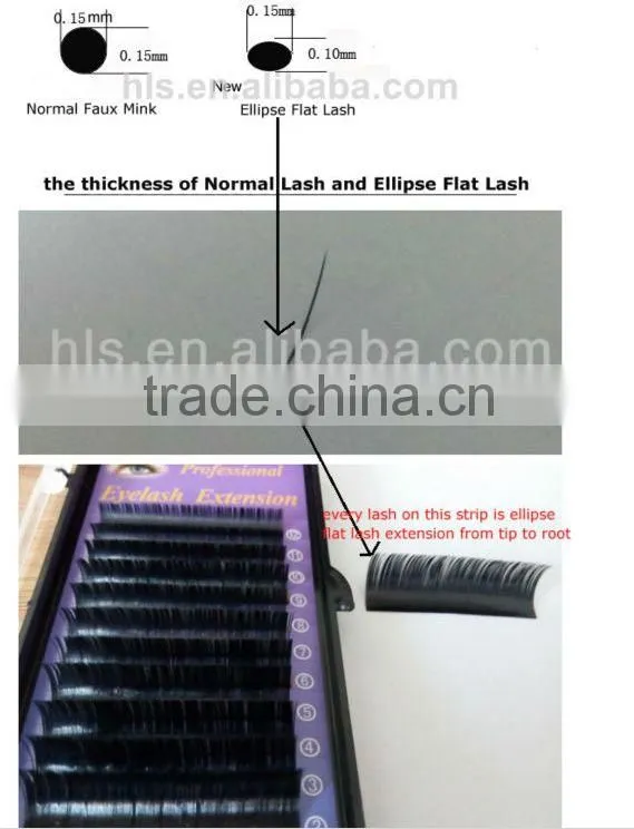 Ellipse flat eyelash extension
