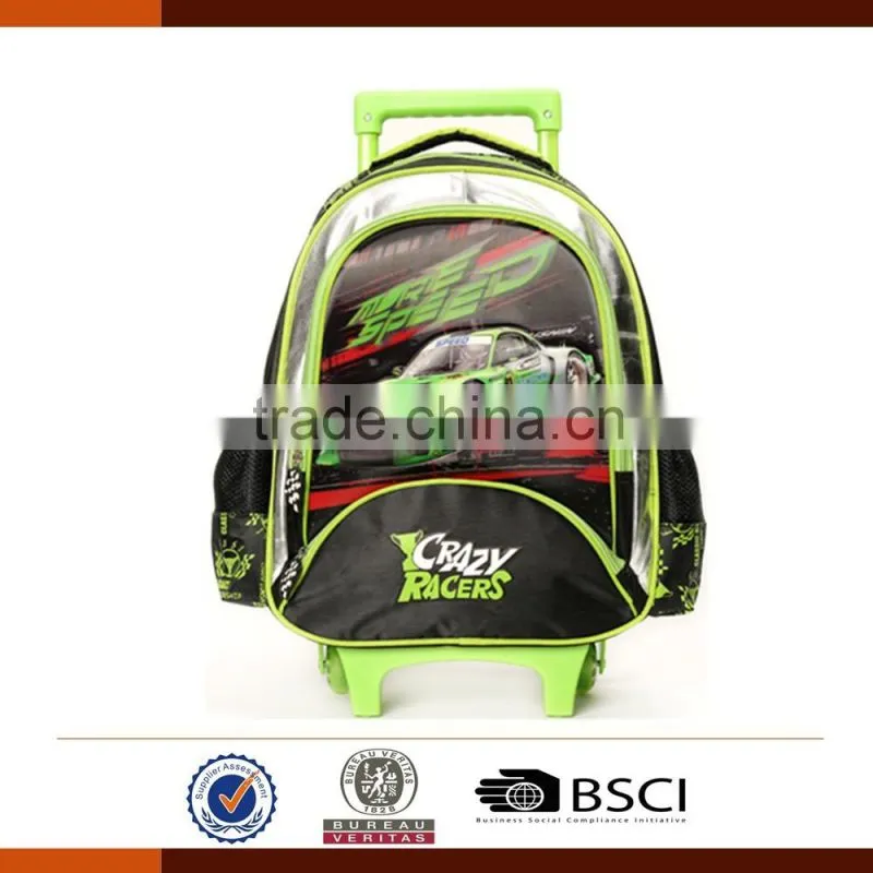 Hot sale EVA crazy racers school trolley bags for boys