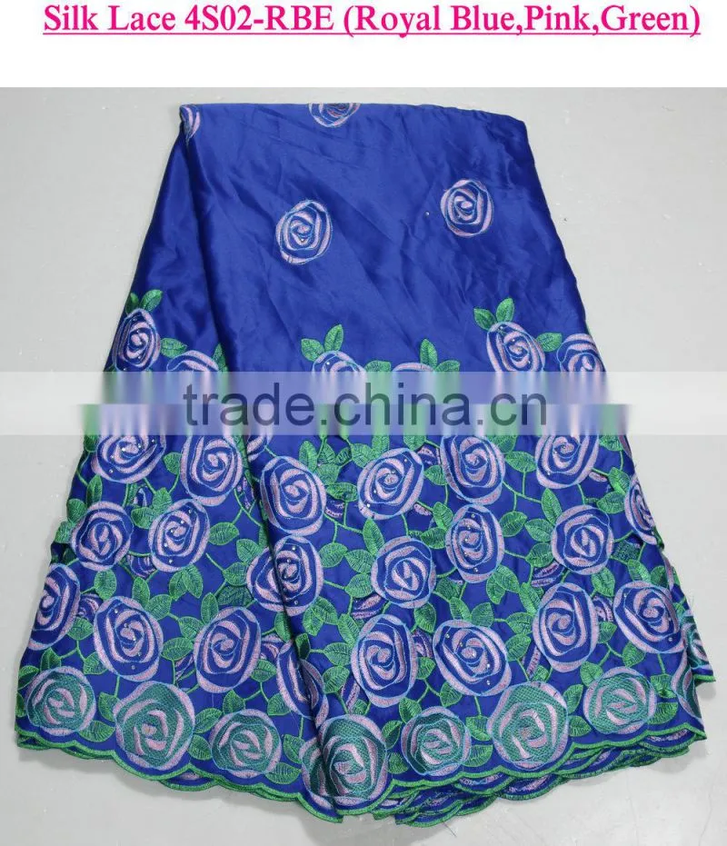 New arrival purple silk lace /fashion flowers design soft cotton fabric for wedding party dress