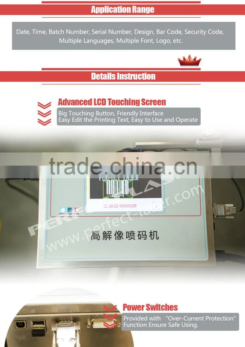Perfectlaser industrial inkjet printer/ink date coding machine for barcode/QR code/dot matrix/logo/expired date PM-700