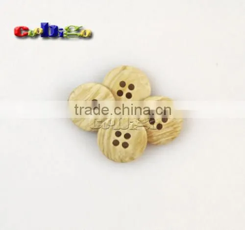 15mm(24L) Dia. Imitation Wood Grain Resin Buttons 2/4 Holes Sewing Craft Accessories For Bag Garment #FLN005-15