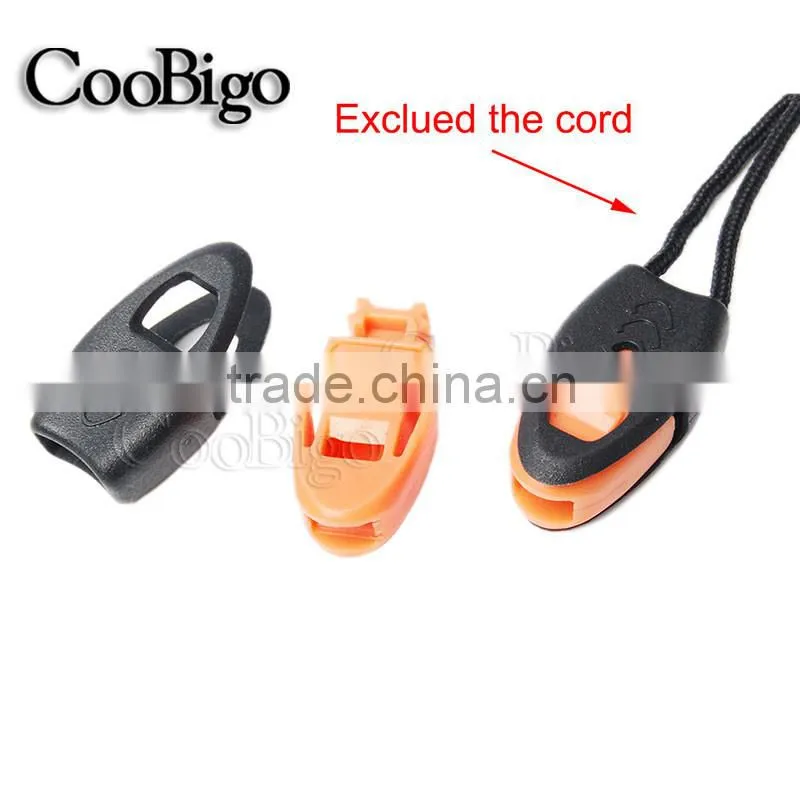 Plastic Zipper Pull Cord Lock Ends For Paracord Whistle ORANGE #FLS070