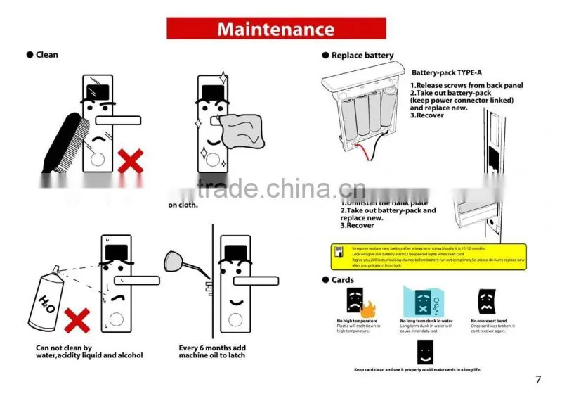 zinc alloy IC/ID card hotel door lock.RFID card hotel lock,hotel door lock