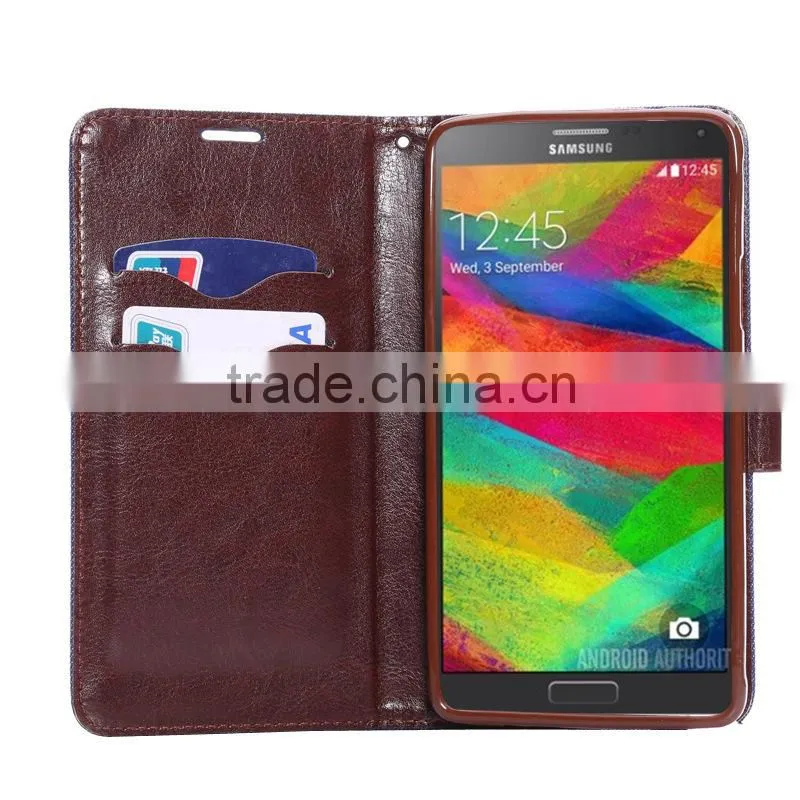 New style leather case cover, For samsung galaxy note 4 flip leather case cover D0158