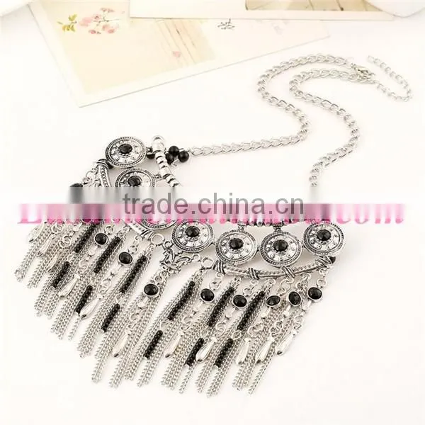 Vintage beaded tassel necklace/wholesale beaded tassel necklace
