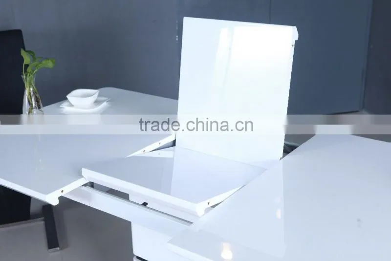 White high gloss wooden dining table designs