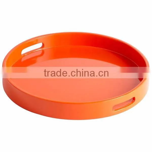 Best selling round orange lacquer serving tray table