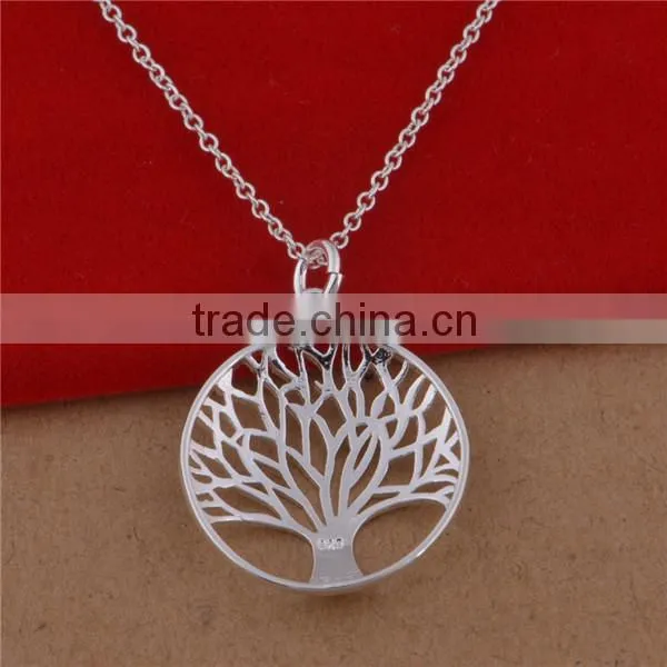plated 925 silver christmas silver tree of life pendant necklace