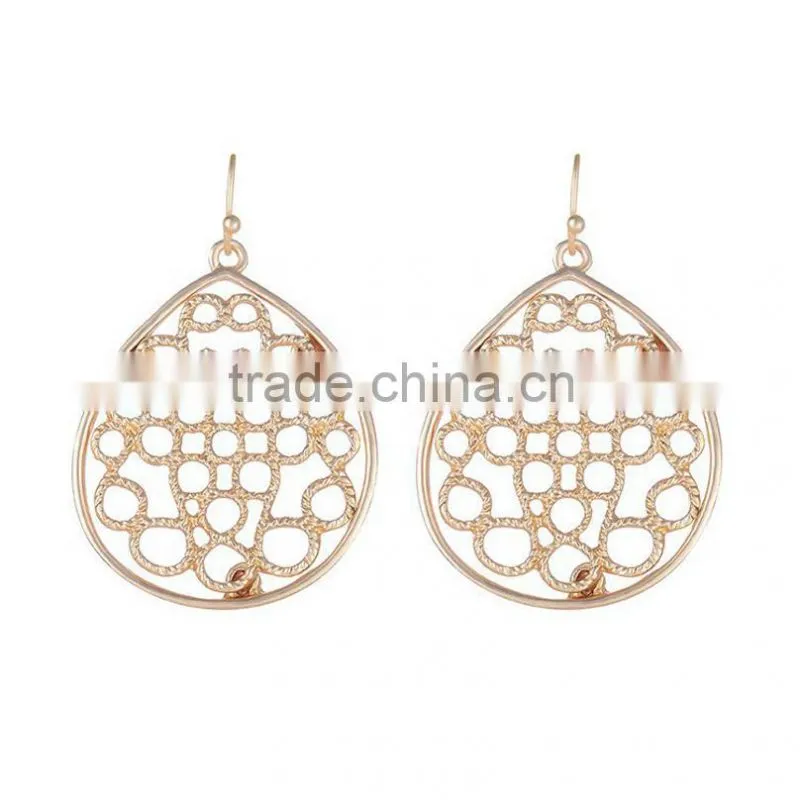 Crystal Fashional Beautiful Decorative Golden Mesh Earring Wholesale J11033F01