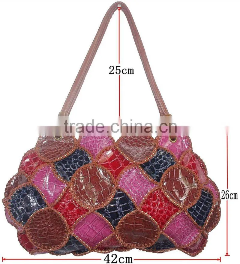 handmade crochet leather bag for female trendy style best quality material low price