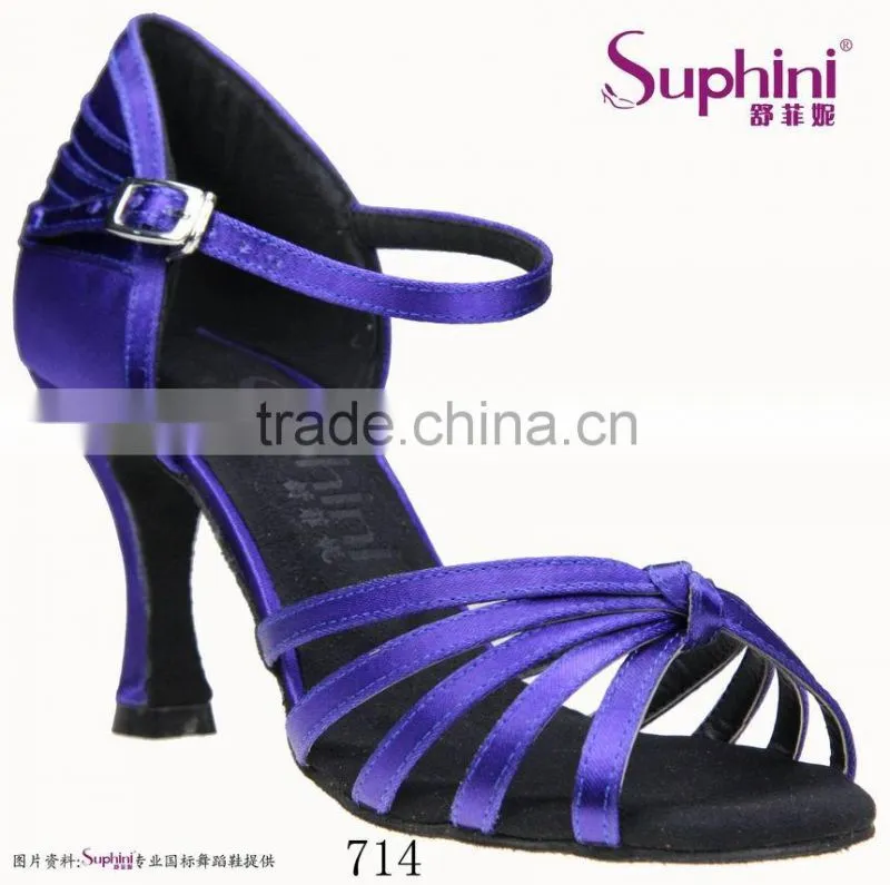 blue leather latin shoes ,woman dance sandal shoes