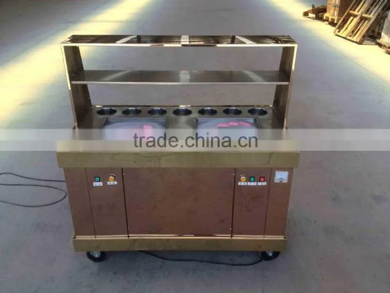 Frozen yogurt fruit ice cream rolls making machine with real fruit