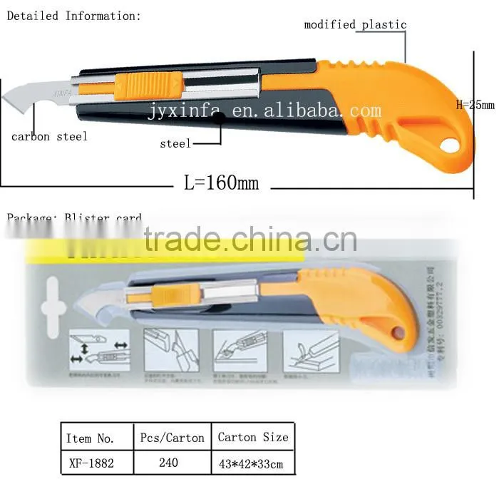 modified platic handle hook knife with hook blade