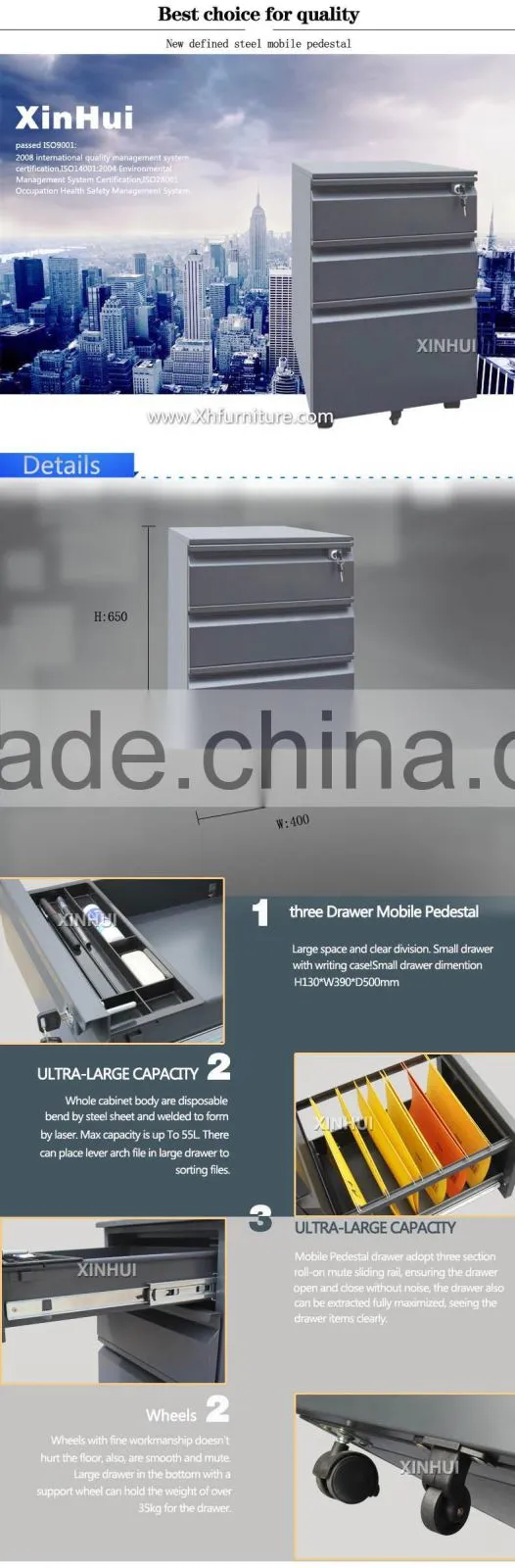 Black 3 drawer move metal cabinet
