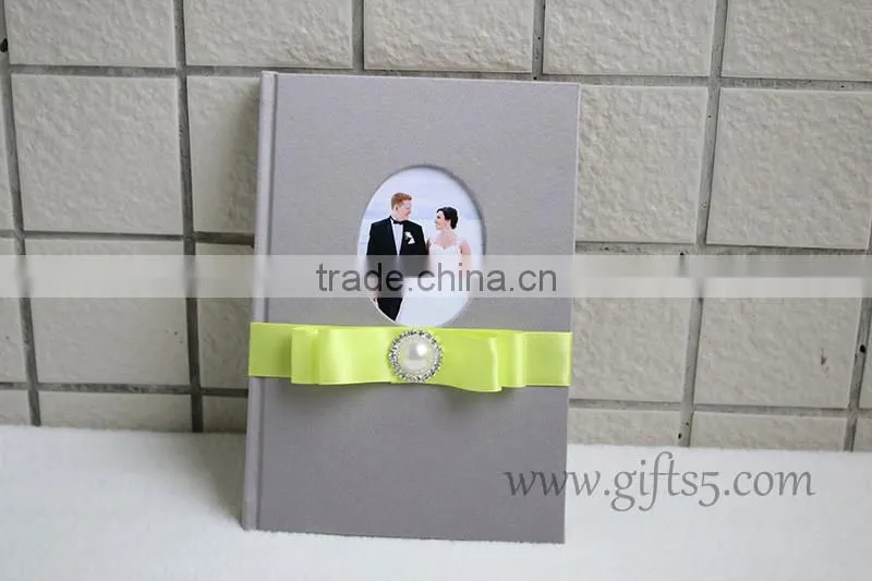 Best quality Grey silk cover wedding sign in book