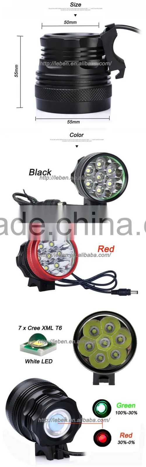7x CREE XML XM-L T6 9800LM LED Cycling battery powered Bicycle Light Bike light