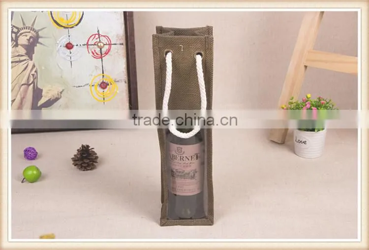 Hot sell !!! promotional gift bag jute wine bottle bag