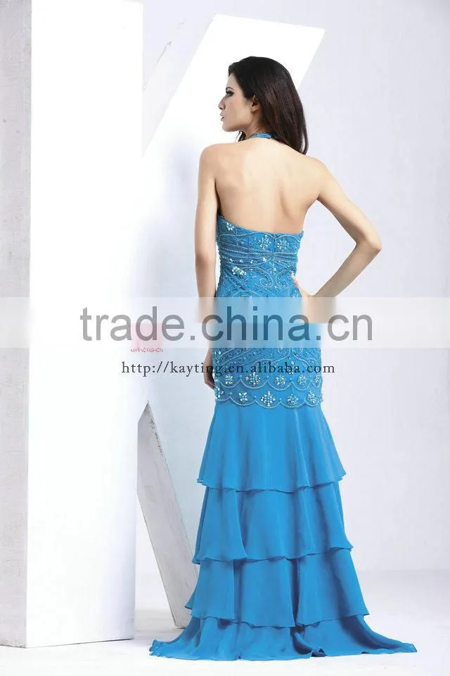 Elegant sexy deep v-neck backless shiny evening dresses with beads long evening dress