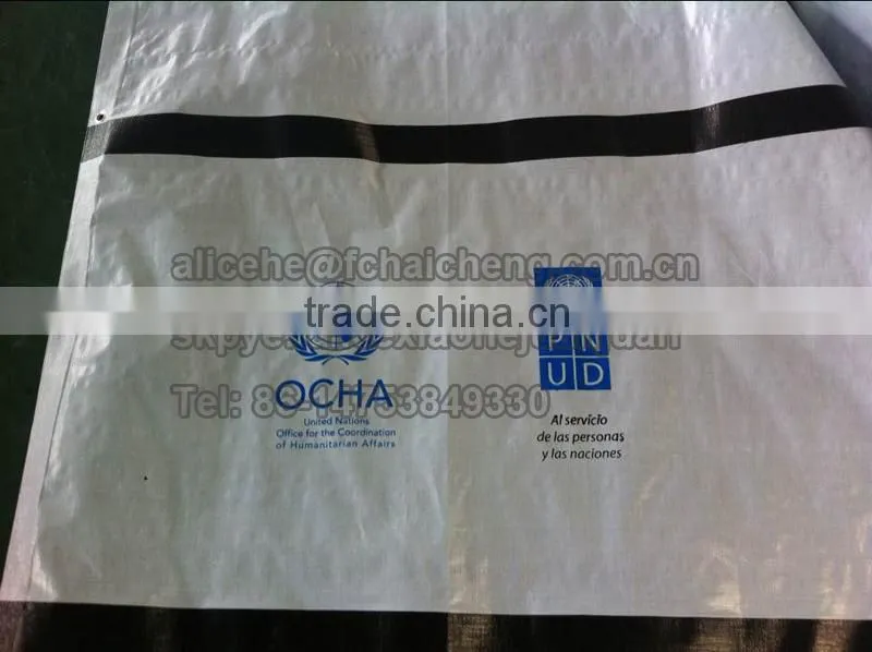 waterproof and reinforced HDPE Tarpaulin cover with black reinforced bands
