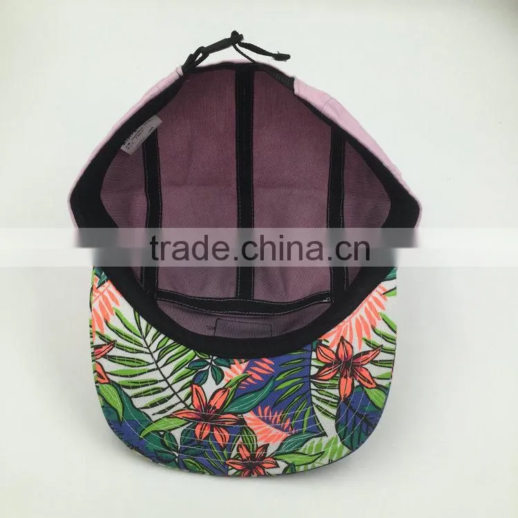 Custom design your own logo flat brim 5 panel skull cap