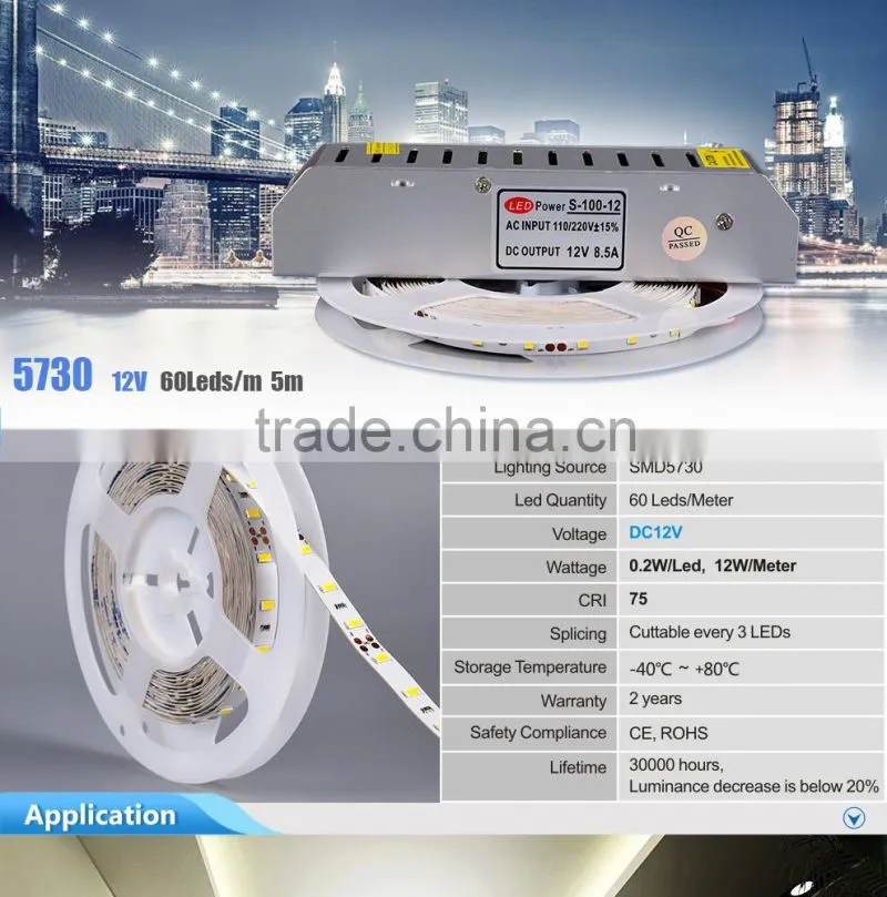 DC12V Blue yellow red warm white epistar smd 5630 led strip