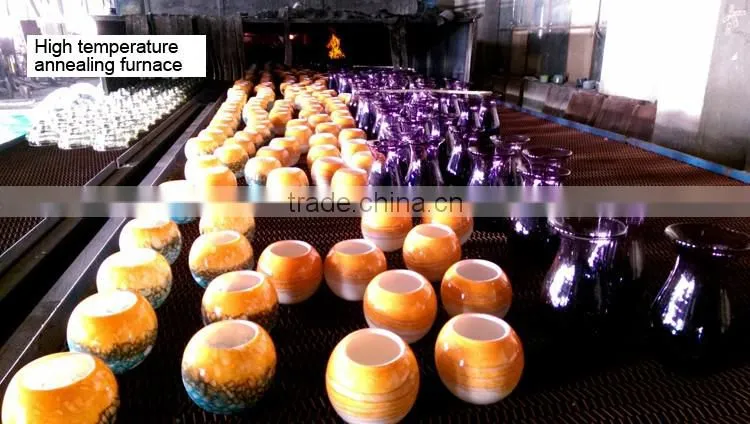 Wholesale imitation natural jade mouth blown art egg shaped glass vase