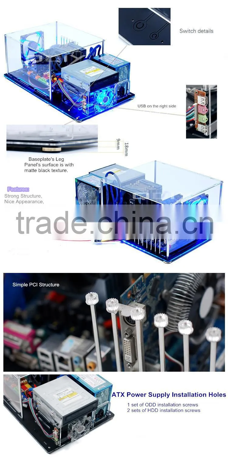 PC-BX7-BZ Deluxe ATX HTPC Half Mask Lid PC Acrylic Clear Computer Case
