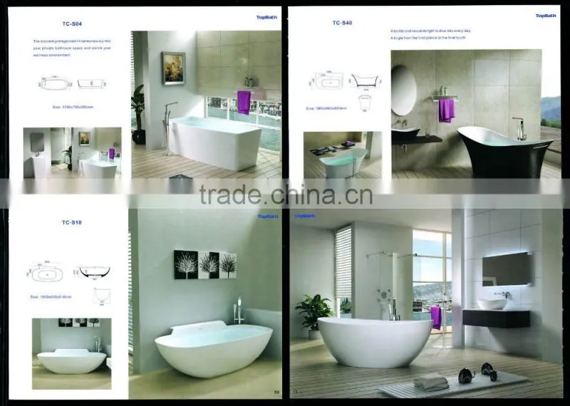 customized design acrylic solid surface bathtub, artificial stone bath tub