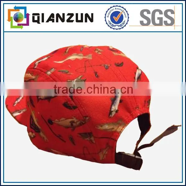 Custom Floral Red 5 Panel Flat Brim Hat and Cap Wholesale