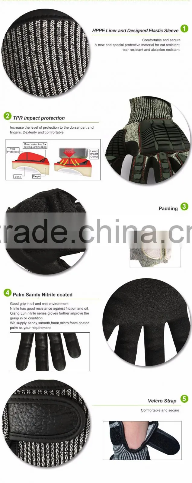 Nitrile coated impact-reducing safety gloves