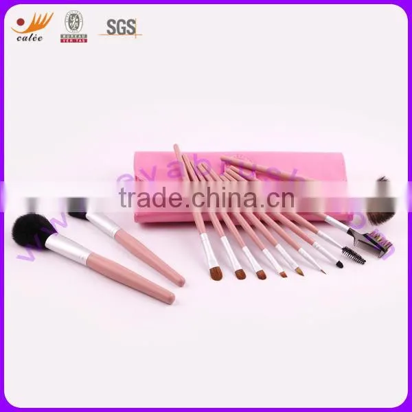 Hot sale owned brand peach 12pcs pink cosmetic brushes