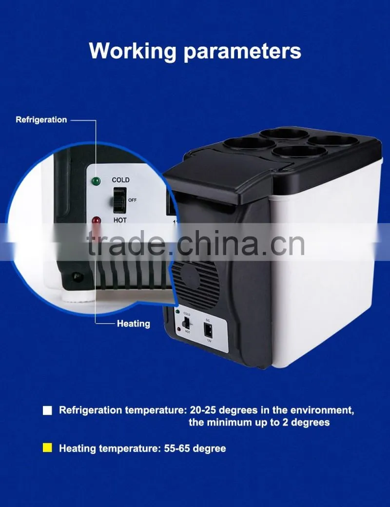 6 L Plastic car mini refrigerator, travel drinking cooler box portable refrigerator with shoulder straps