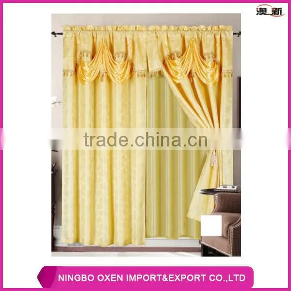 2PCS Jacquard Window Curtain Set With Lining