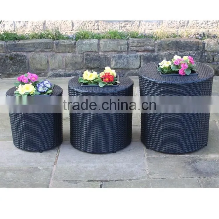 S&D China Products Large Size pe ratatn round garden decoration black wicker garden pots and planters
