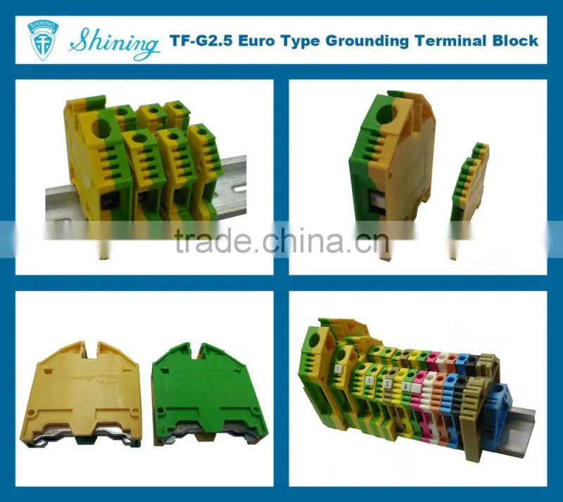 TF-G Series Euro Type Din Rail Mounted Ground Earth Terminal Block
