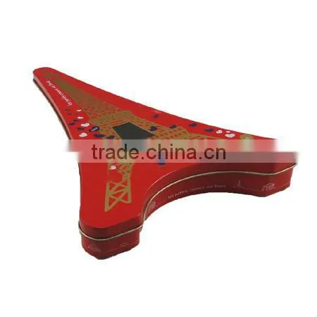 Red France Eiffel Tower shape chocolate tin box