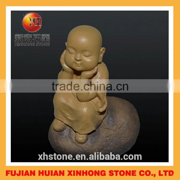 Granite Lovely Little Monk Stone Statue Hands on Chin