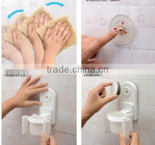 CY147 Bathroom Accessories Toothbrush Holder Cup Wall Mount Sucker Toothbrush Holder Organizer