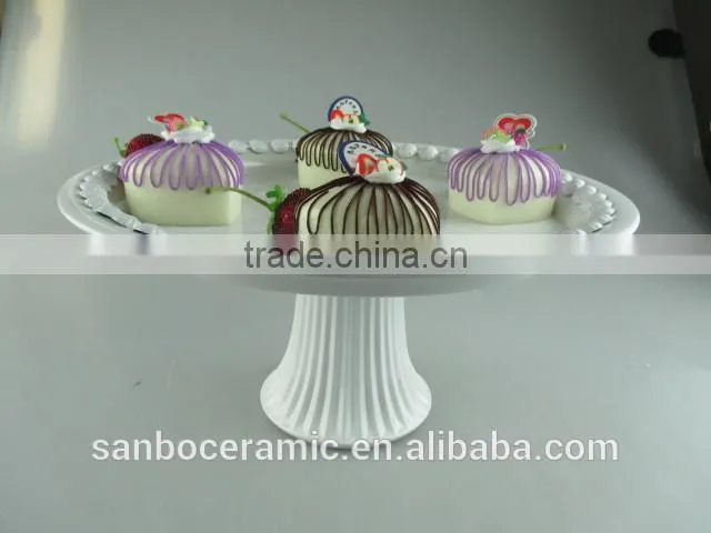 ceramic cake stand , metal cake stand white for wedding & party with dome