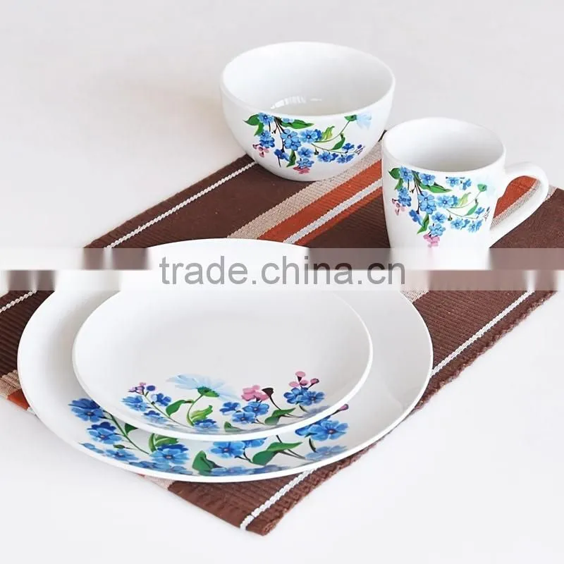 16pcs porcelain dinnerware set with decal,ceramic dinner set with 4C printing