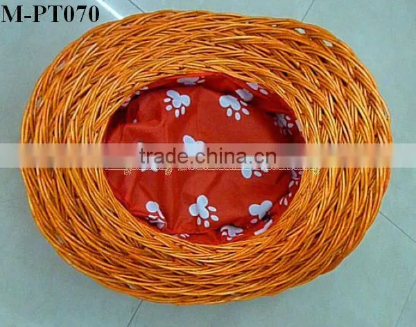 oval Willow Wicker Dog Bed with Pillow