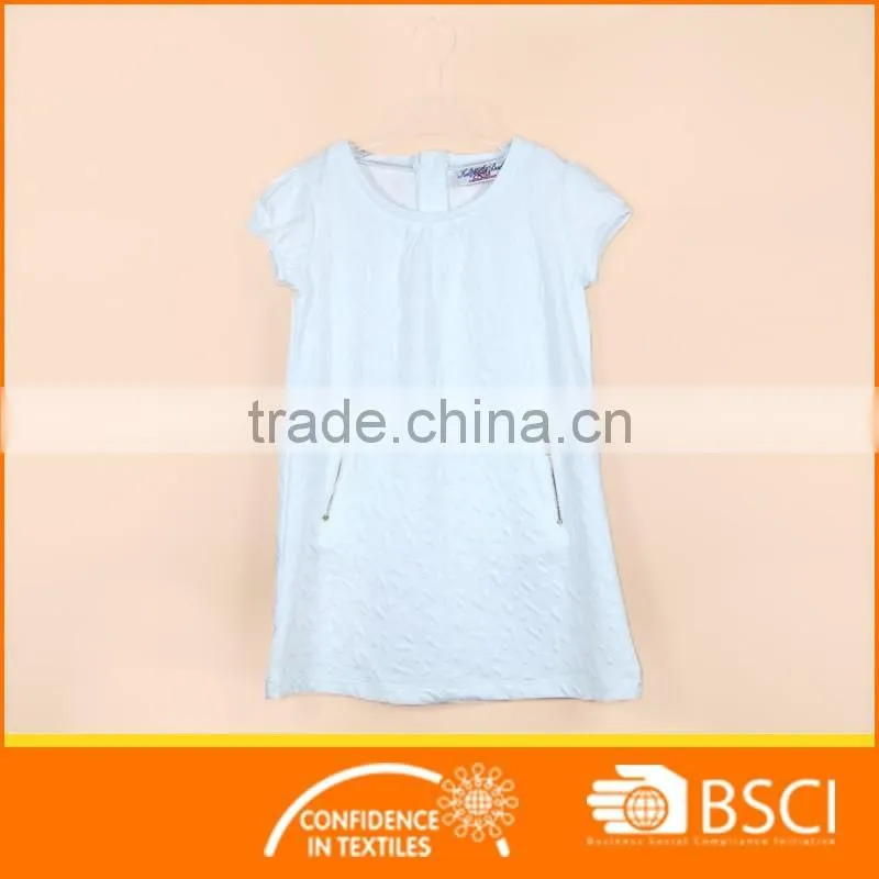 Summer short sleeve fashion girl dress with zipper