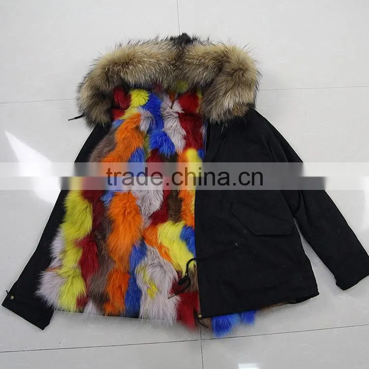CX-G-P-01C Ladies Latest High Quality Fox Fur Real Fur Parka Coat for Sale