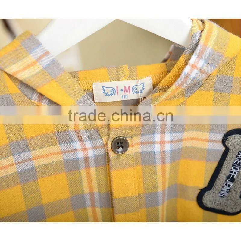Hot Sale Little Girls And Boy Fashion Winter Yellow Check Pattern Coats