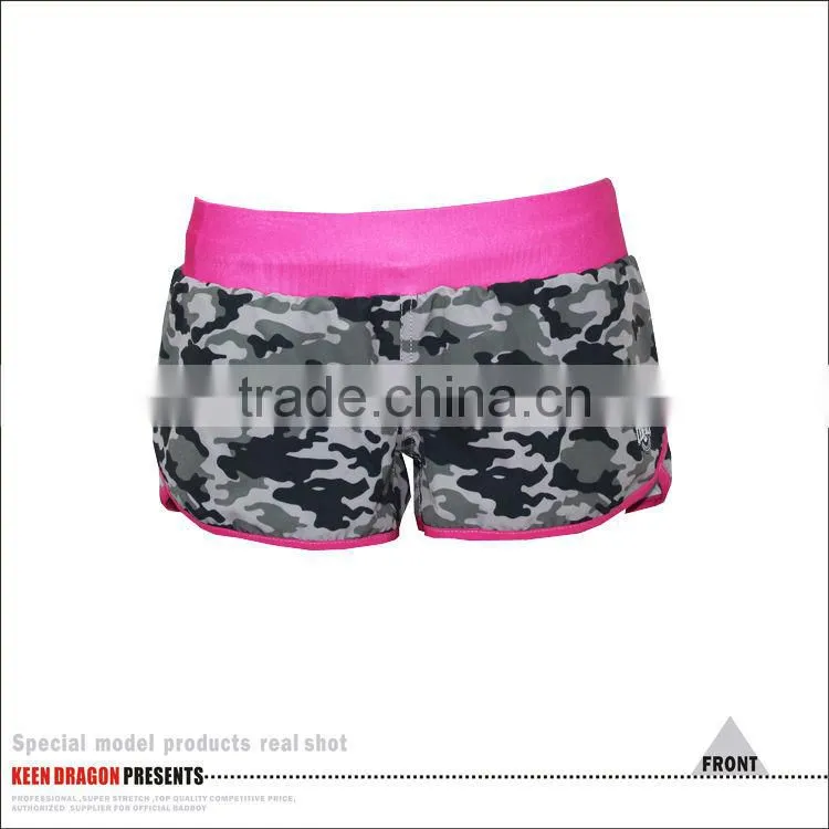Lady's fashion boxing short stretchable custom printed lady's shorts