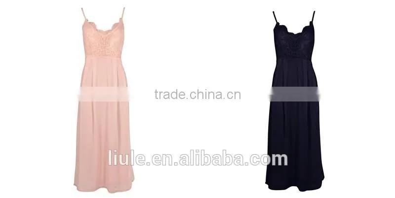 Latest Summer Sleeveless Floral Crocheted Sexy Chiffon Maxi Dress