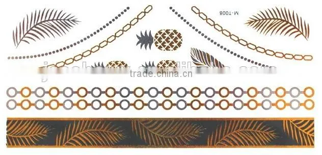 2015 hot sale gold and silver flash tattoo sticker